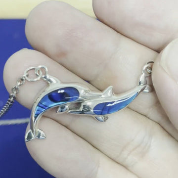 Twin Dolphins Silver Necklace TNC075